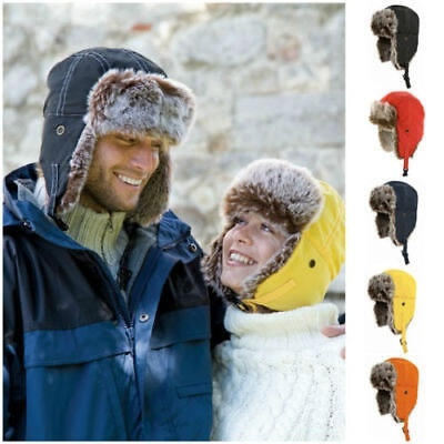 

Earflap Trapper Bomber Aviator Russian Trooper Fur Winter Ski Hat Mens Womens