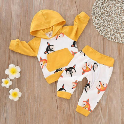 

Autumn Newborn Baby Girls Clothes Fox Hooded TopsLegging Pants 2PCS Warm Outfit