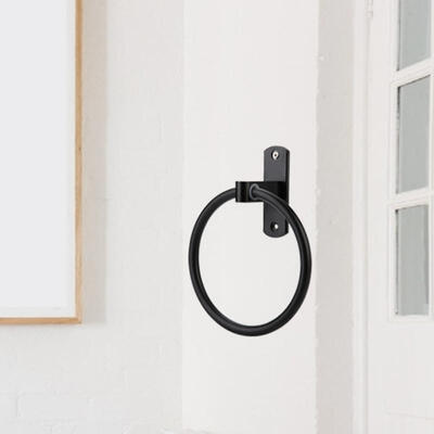 

Greensen Euro Antique Style 16cm Diameter Black Paint Aluminum Towel Ring Holder for Bathroom Wall