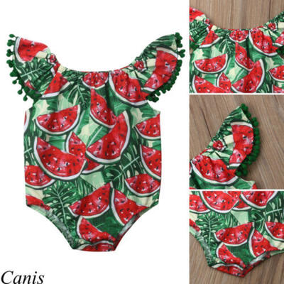

US Infant Kid Baby Girl Watermelon Romper Sunsuit Bodysuit Outfit Clothes Summer