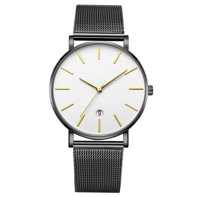 

〖Follure〗Fashion Simple Simple Casual Calendar Business Net With Strap Mens Watch