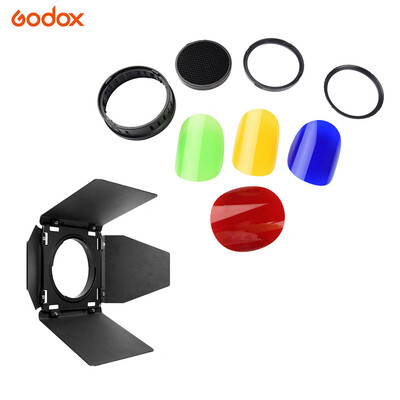 

Godox BD08 Barn Door & Honeycomb Grid & 4 Color Gel Filters Kit Red Yellow Blue Green Compatible for Godox AD400PRO Outdoor Flas