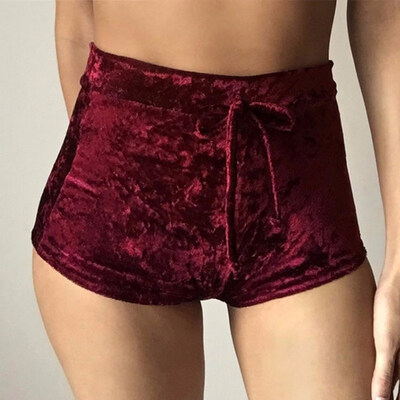 

6 Colors -XL Women Velvet Drawstring Shorts Casual High Waist Autumn Winter Sexy Elegant Skinny Shorts