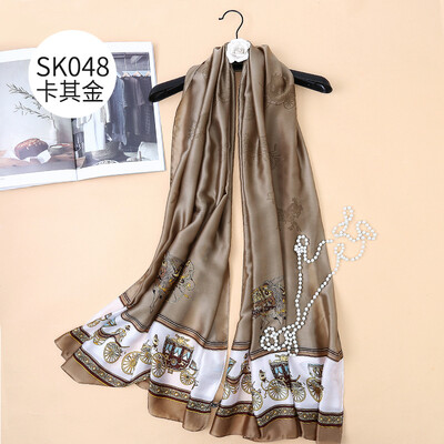 

2018 new European&American fashion simulation silk horse car scarf super soft sunscreen beach towel shawl SK048