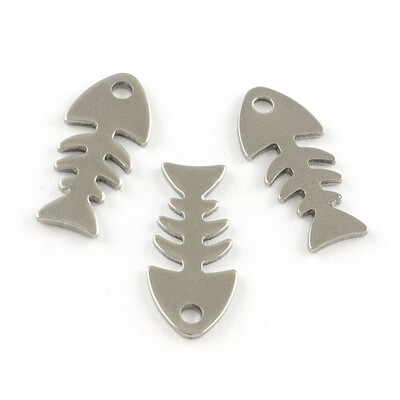 

Fishbone 304 Stainless Steel Pendants Stainless Steel Color 18x8x1mm Hole 2mm