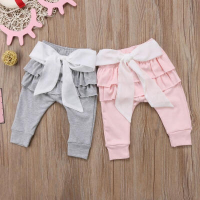 

Newborn Baby Girls Toddlers Kids Long Trousers Bowknot Pants Casual Bottoms