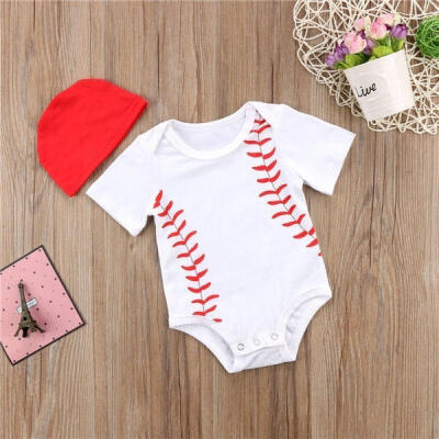 

Toddler Boy Girl Baby Outfits Set Short Sleeve Baseball RomperJumpsuit Clothes