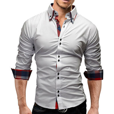 

SUNSIOM Mens Long Sleeve Slim Fit Dress Shirt Business Work Luxury Formal Casual T-shirt