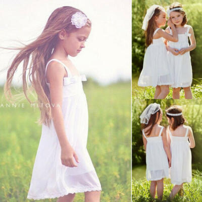 

US Princess Kids Baby Flower Girl Dress Lace Tulle Party Pageant Formal Dresses