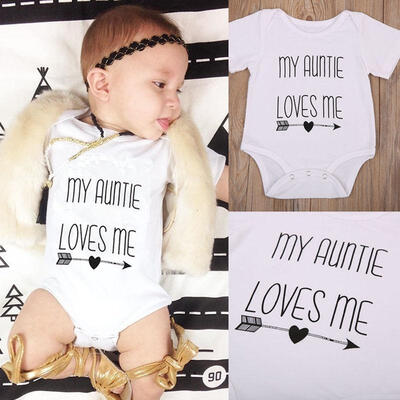 

My Auntie Love Me Baby Boy Girls Romper Bodysuit Jumpsuit Cotton Clothes Outfits