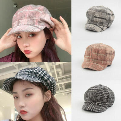 

Winter Hats Lattice Plain Octagonal Ladies Casual Wool Winter Beret Painter Caps
