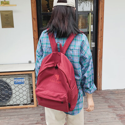 Ins wind female 2019 new backpack Korean version of high school bag Harajuku simple Sen Oxford cloth travel backpack