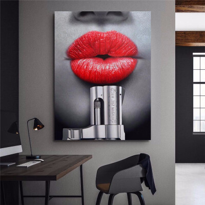 

Canvas Art Posters Portrait Red Lips Picture Painting Home Decoration For Living Room Bathroom No Frame 50x100cm20x40