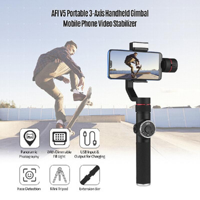 

AFI V5 Portable 3-Axis Handheld Gimbal Mobile Phone Video Stabilizer with Dimmable Fill Light Horizontal Vertical Shooting Time-la