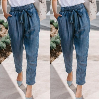 

Women fashion Bow High Waist Pencil Trousers Office Casual Skinny Stretch Leggings Pants