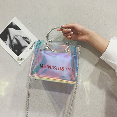 

Advanced sense bag Ocean ring handbags Laser transparent bag handbags New 2019 wild ins Messenger bag