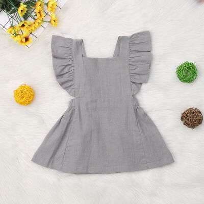 

Newborn Kids Baby Girls Summer Solid Color Ruffle Sleeve Party Dress Clothes Casual Sundress