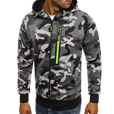 

Mens Camo Camouflage Hoodie Hoody Green Army Hooded Jumper Jacket Pullover -3XL