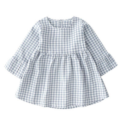 

Baby Girls Plaid Princess Dress Kids Autumn Flare Sleeve Cotton Dresses