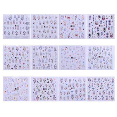 

12 Sheets DIY Decals Nail Art Water Transfer Printing Stickers Mix Pattern