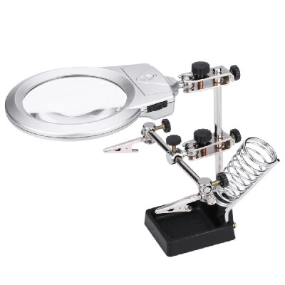 

Multi-functional Magnifier 2X6X Magnification with LED Light Alligator Clip Holder Clamp Soldering Repair Tool