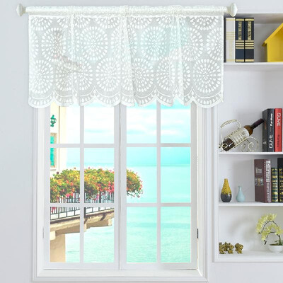 

Valance Grid Style Short Sheer Curtains Rod Pocket Mesh Window Sheer Drapes for Kitchen Balcony Home 18"X59"