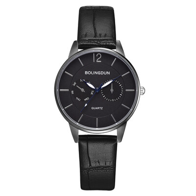 

Two eyes five-pin PU watch large dial business mens quartz watch casual big watch