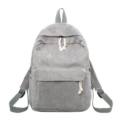 

Women Corduroy Backpack Preppy Solid Student Shoulder Travel Schoolbags