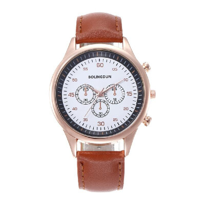 

Fashion Leather Band Business Quartz Watch Men Three Dials Sports Wrist Watch