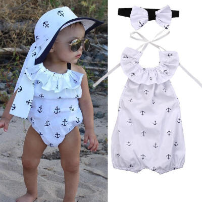 

Cute Toddler Baby Girl Romper Anchor Ruffles Bodysuit Jumpsuit Outfits Clothing