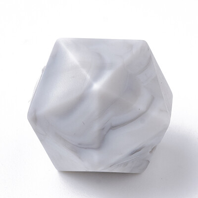 

Food Grade Environmental Silicone Beads Chewing Beads For Teethers DIY Nursing Necklaces Making Icosahedron LightGrey 14x14x1