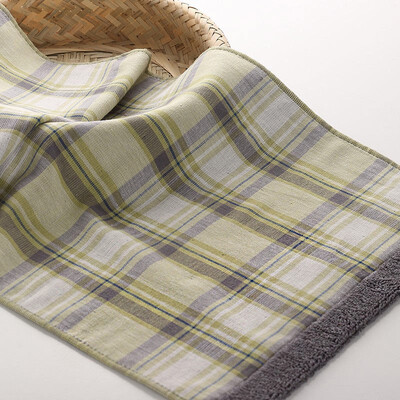 

Face Towel Square Printed Cotton Plaid Fast Drying Washing Cleaning Handkerchief Bath Hand Wash Towel for Women Men 3 Colors
