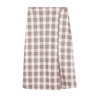 

In fall 2018 new han edition of tall waist long plaid skirts