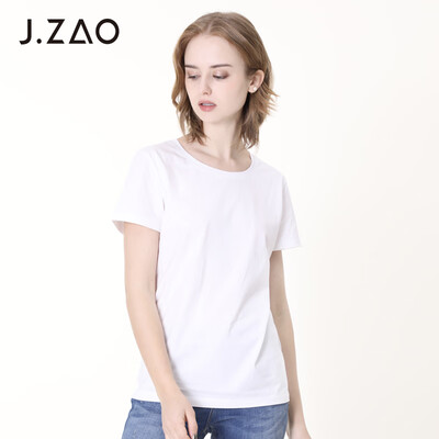 

JZAO Womens Liquid Ammonia Cotton Short Sleeve T-Shirt White  185104A