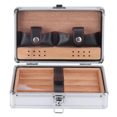 

Greensen Aluminum Shell Cedar Lined Cigar Humidor Storage Case Portable Travel Outdoor Gift Box