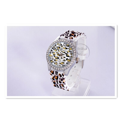 

New Silicone Jelly Watch Watch Rose Gold Inner Shadow Plastic Leopard Watch
