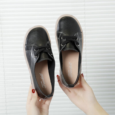 

White shoes women 2019 spring Joker flat-bottomed shallow-mouthed lazy a pedal tendon soft bottom comfortable pregnant women shoes