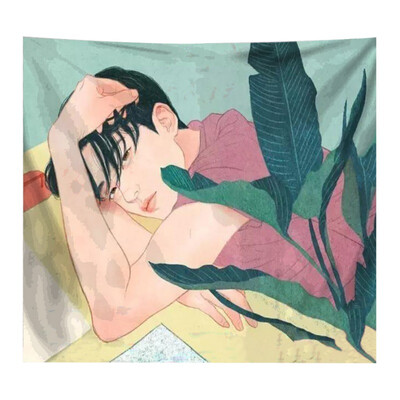 

Ins Style Decorative Tapestry Cartoon Lady Girl Pattern Wall Hanging Tapestry Living Room Bedroom Decor with Installation Tool