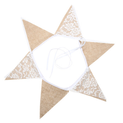 

32m 12 Flags Lace Flax Vintage Party Wedding Pennant Bunting Banner Decor