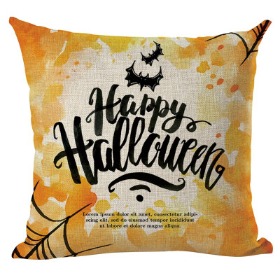 

Happy Halloween Flax Square Pillow Case Witch Pumpkin Pattern Decorative Throw Pillow Cover for Home Bar Halloween Home Supplies