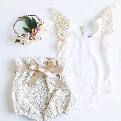 

Newborn Toddler Baby Girl Clothes Tops Romper Lace Shorts Pants Outfits Set