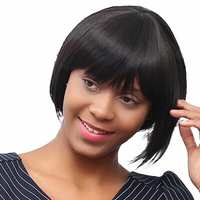 

ELEMENT 10 Inch Short Wigs synthetic Wigs Extra Straight Hairpiece for Black Women with bangs