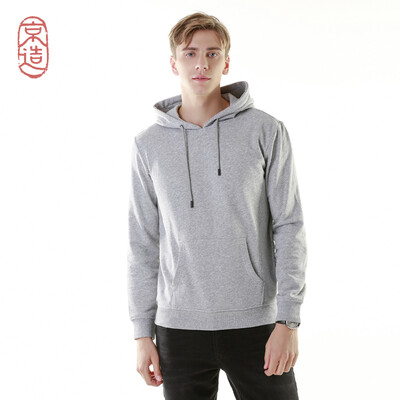 

JZAO mens sweater 2018 autumn&winter new hooded head basic sweater light gray XL