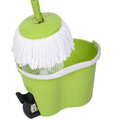 

Magic Spin Mop Microfiber Spining WBucket 2 Heads 360° Rotating Floor Mop Easy -Green