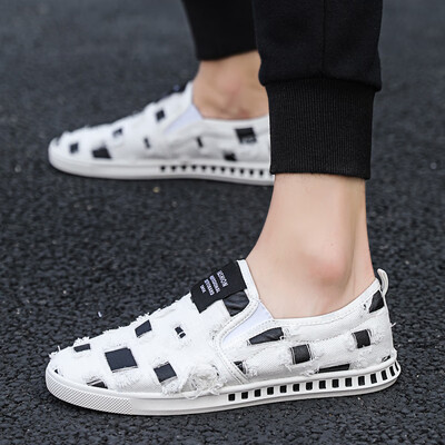 

Canvas shoes mens low-cut beggars shoes 2019 summer tide shoes mens net red social shoes mens personality board shoes