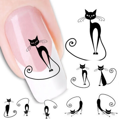 

Toponeto Cat Water Transfer Slide Decal Sticker Nail Art Tips To Decor XF1442