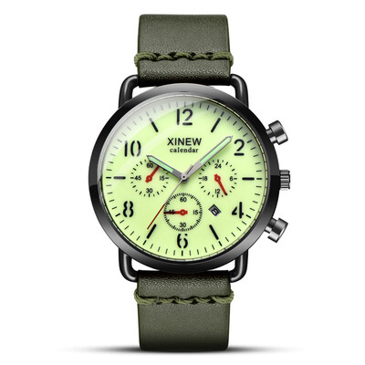 

Gobestart Fashion Sport Mens Alloy Case Leather Band Quartz Analog Wrist Watch