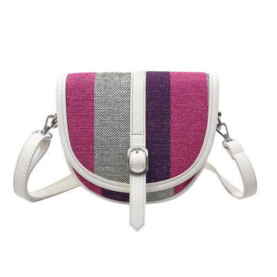 

Women Small Beach Bohemian Semi-circle Canvas Weave Shoulder Messenger Bags