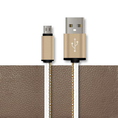 

1M Leather Micro USB Data Line Portable Braided Cord Fast Charging Cable For Mobile Phones