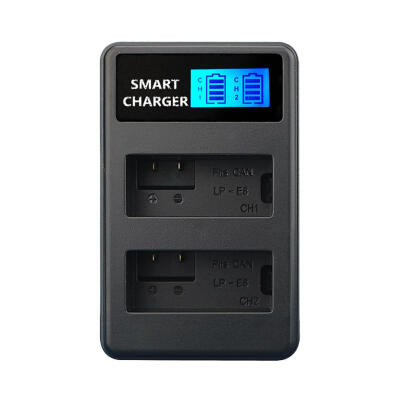 

LCD Display Dual USB Battery Charger for Canon LP LPE8 LPE8 E8 Camera EOS